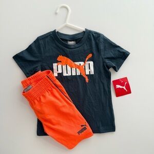 Puma Navy and Orange Kids Shorts Outfit 2T
